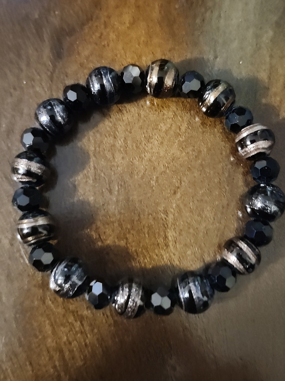 Handmade Black and Bronze Beaded Bracelet